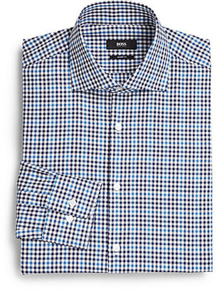 HUGO BOSS Sharp-Fit Cotton Check Dress Shirt