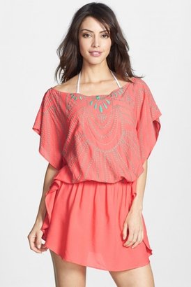 Vix Swimwear 2217 Sofia by ViX Swimwear 'Solid Butterfly' Embroidered Cover-Up Caftan