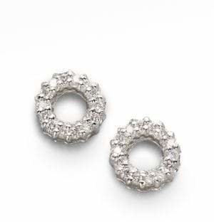 Roberto Coin Diamond & 18K White Gold Circle Earrings