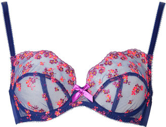 L'Agent by Agent Provocateur Embroidered Plunge Bra in Navy/Multi