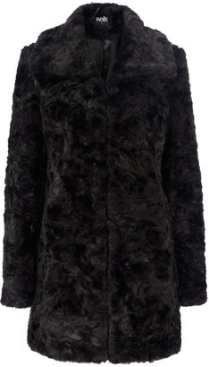 Wallis Black Faux Fur Midi Coat