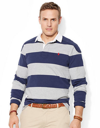 Polo Ralph Lauren Big and Tall Striped Rugby Shirt-FRENCH NAVY-1XB