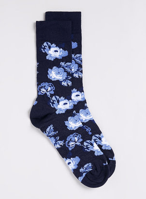 Topman Navy Large Floral Socks