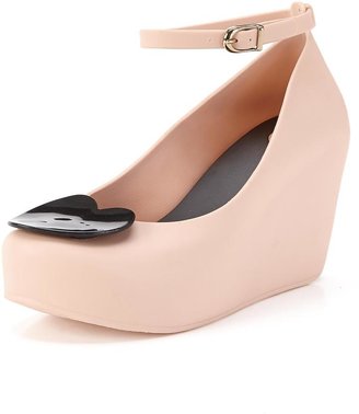 mel Toffee Apple Heart Wedge Shoes - Nude