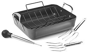 Calphalon Contemporary Nonstick Roaster Pan with Rack, Lifters, & Baster