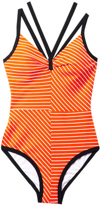 Roksanda Olinda V-neck striped swimsuit
