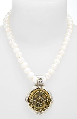 FRENCH KANDE 'Mont Saint-Michel' Medallion Pearl Necklace