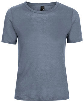 Topshop Womens Linen Crew Neck Tee by Boutique - Blue