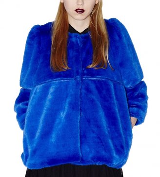 Little White Lies London Blue Faux Fur Jacket - Furbaby