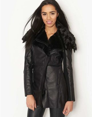 Lipsy Kardashian Kollection Bonded Fur Coat