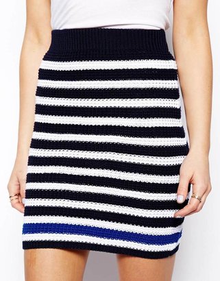ASOS Skirt in Striped Knit with Contrast Band