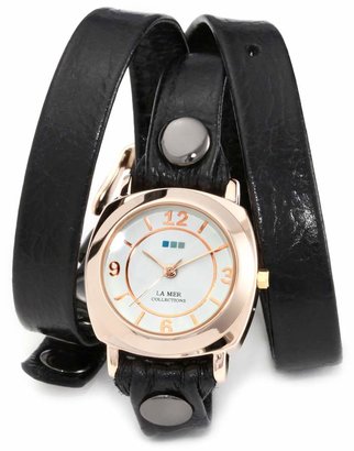 La Mer Women's LMODY004 Black Rose Gold Odyssey Wrap Watch