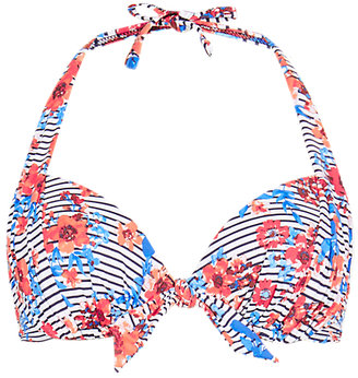 Marks and Spencer M&s Collection Floral & Striped Underwired Bikini Top