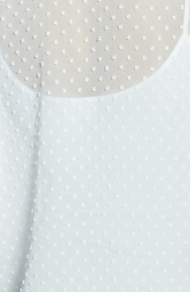 Bobeau Raglan Sleeve Sheer Swiss Dot Top