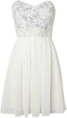TFNC Bandeau dress with floral glitter top pleat skirt