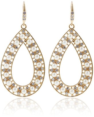 Crystal Pearl Gold Teardrop Hook Earrings