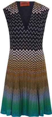 Missoni Black and Green V-Neck Fit and Flare Dress
