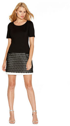 Laundry by Shelli Segal Ponte Knit and Lace Drop Waist Dress