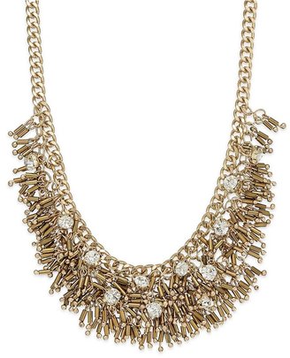 ABS by Allen Schwartz Gold-Tone Glass Stone and Fringe Frontal Necklace