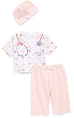 Baby Aspen 'Big Dreamzzz - Baby Nurse' Hat, Shirt & Pants (Baby Girls)