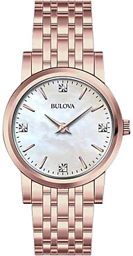 Bulova 97P106 Women's Diamond Mother Of Pearl Bracelet Watch, Rose Gold