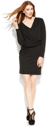 DKNYC Long-Sleeve Draped Blouson Dress