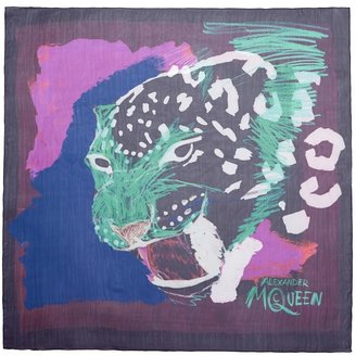 Alexander McQueen Painted leopard print silk chiffon scarf