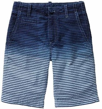 Dip-dye seersucker flat front shorts