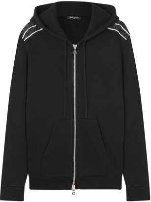 Balmain Black zipped cotton sweatshirt