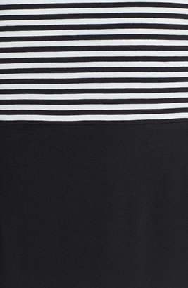 Caslon Stripe & Solid Stretch Knit Racerback Dress (Regular & Petite)