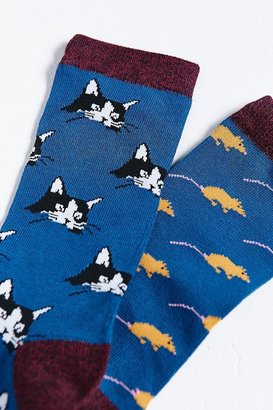 Urban Outfitters Cat + Mouse Mismatch Sock