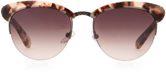Bottega Veneta Half-Rim Tortoise Sunglasses, Pink/Brown