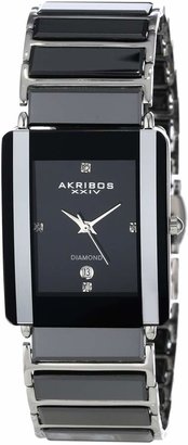 Akribos XXIV Men's AK521BK Ceramic Rectangular Quartz Bracelet Watch