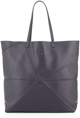 Loewe Lia Origami Leather Tote Bag, Navy