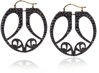 Biba Gold and black diamond butterfly hoop earrings