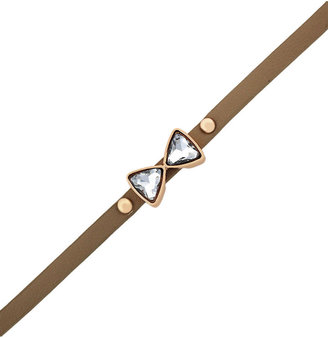 BCBGeneration Leather Bracelet with Crystal Bow Pendant