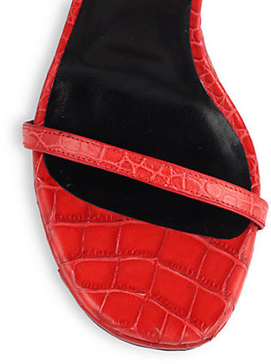 Saint Laurent Croc-Embossed Leather Jane Sandals