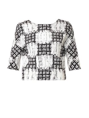 Balenciaga Scribble-check cropped blouse