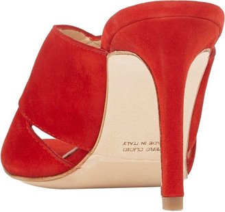 Barneys New York Suede Crisscross-Strap Mules-Red
