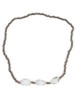 !iTEM Ali Grace Silver Diamond Shaped Brass W/ 3 Crystal Pebbles Necklace