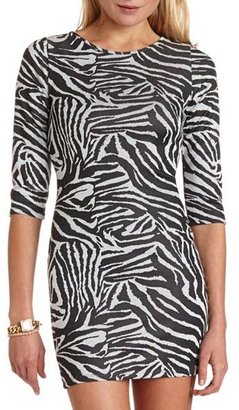 Charlotte Russe Zip-Back Zebra Print Sweater Knit Dress