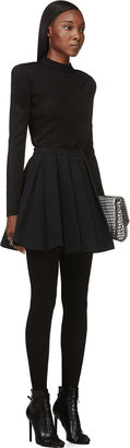 Balmain Black Pleated Cotton Skirt
