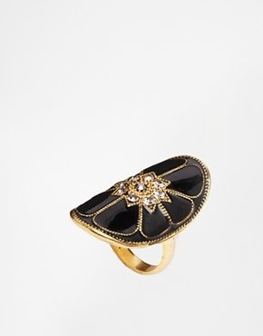 Pilgrim Adjustable Ring - Gold plated black