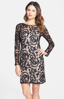 Adrianna Papell Beaded Embroidered Lace Shift Dress
