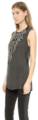 Vera Wang Collection Jersey Tank with Embroidery