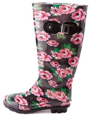 Charlotte Russe Rubber Floral Print Rain Boots