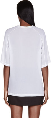3.1 Phillip Lim White Embellished Sheer Panel T-Shirt