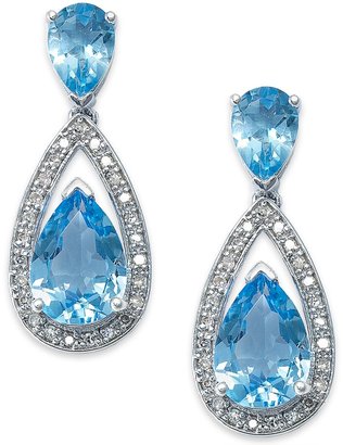 Macy's Sterling Silver Earrings, Amethyst (5-1/10 ct. t.w.) and Diamond (1/5 ct. t.w.) Pear Drop Earrings (Also available in Blue Topaz)