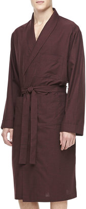 Neiman Marcus Men's Plaid Cotton Robe, Maroon