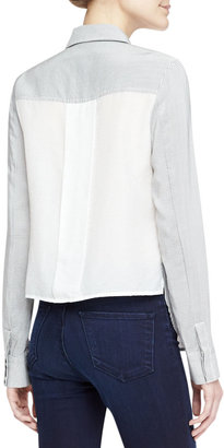 J Brand Jeans Hilary Striped Oxford Contrast-Back Blouse